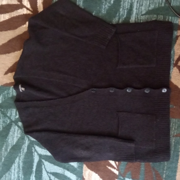 Eileen Fisher Shaggy Long Sleeve Button Cardigan Black Womens Xl - Picture 8 of 11